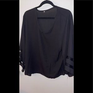 Black V Neck 3/4 Sleeve Shirt
